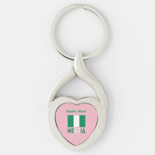 Nigeria and Nigerian Flag Green Personalisation  Key Ring (Front)