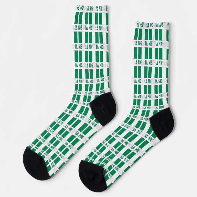 Nigeria and Nigerian Flag Tiled Socks (Left)