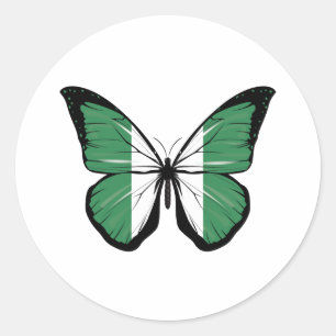Nigeria Butterfly Flag Classic Round Sticker