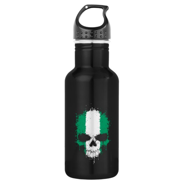 Nigeria Dripping Splatter Skull 532 Ml Water Bottle (Front)
