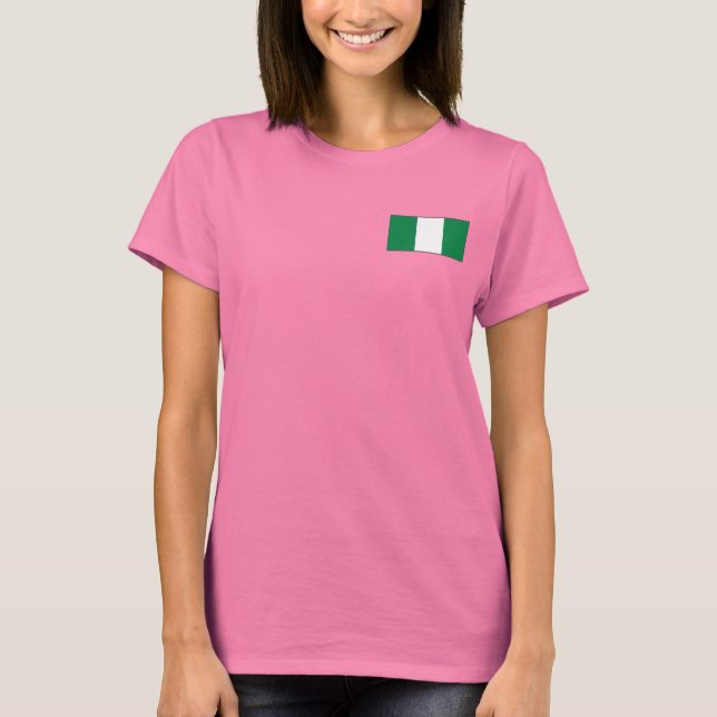 Nigeria Flag and Map dk T-Shirt (Front)