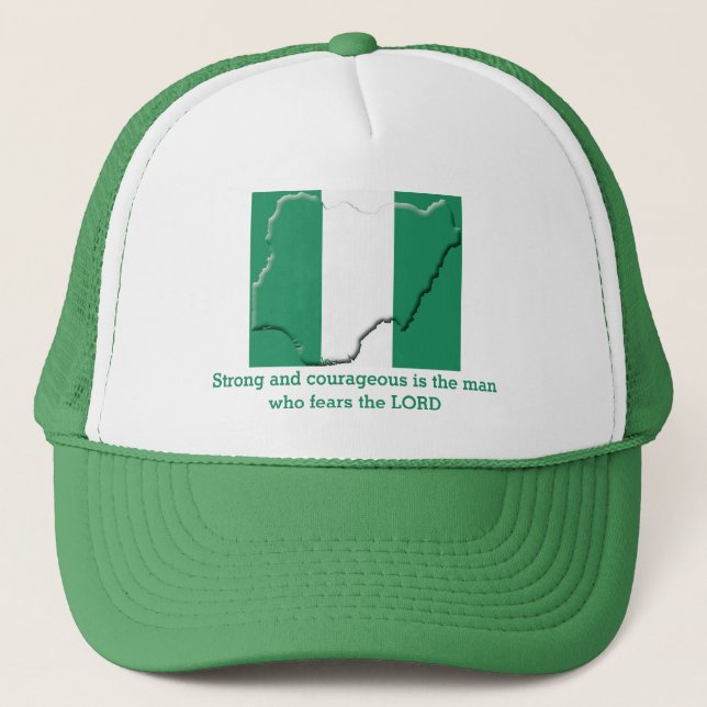 NIGERIA FLAG Christian Scripture Personalised Trucker Hat (Front)