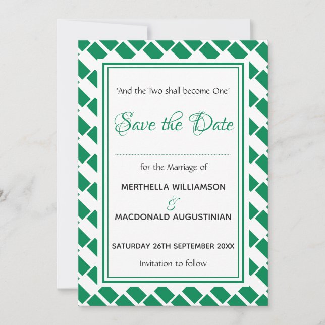 NIGERIA FLAG Customised Scripture Naija Nigerian Save The Date (Front)