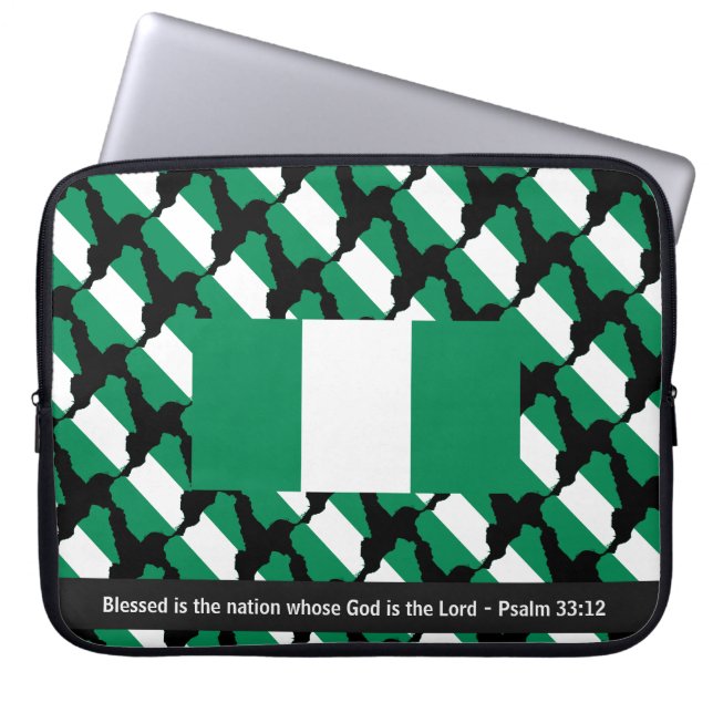 NIGERIA FLAG Customised Scripture Nigerian Laptop Sleeve (Front)
