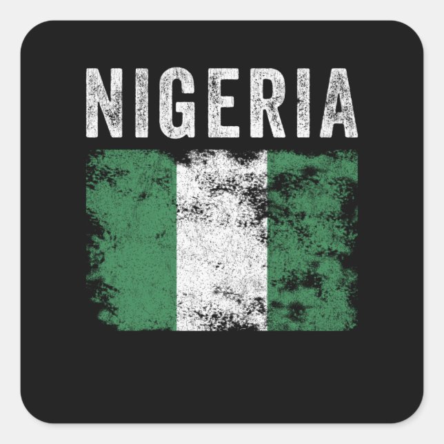 Nigeria Flag Distressed - Nigerian Flag Square Sticker (Front)