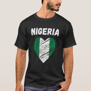 Nigeria Flag Holiday Nigeria Heart Nigerian Flag T-Shirt