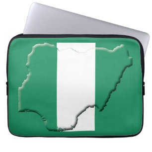 NIGERIA Flag Map Patriotic Computer GREEN Laptop Sleeve