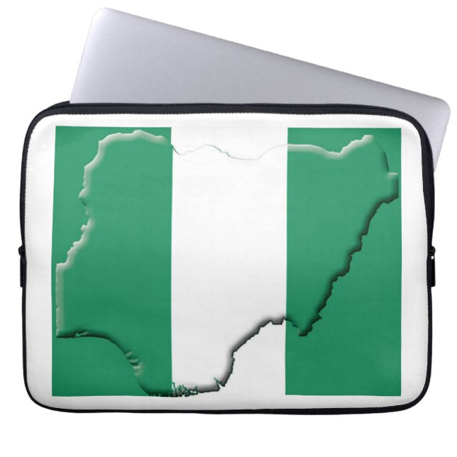 NIGERIA Flag Map Patriotic Computer Laptop Sleeve (Front)