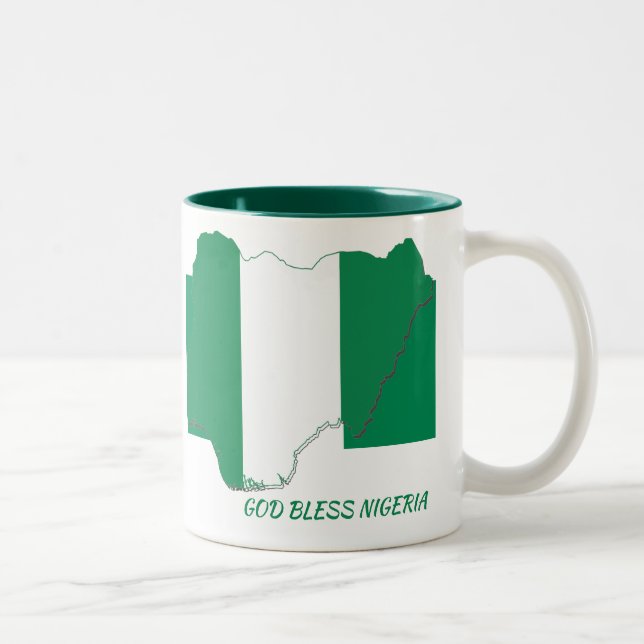 NIGERIA FLAG MAP Scripture Customised WHITE Two-Tone Coffee Mug (Right)
