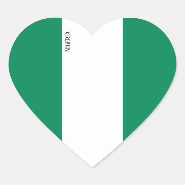 Nigeria Flag Patriotic Heart Sticker (Front)