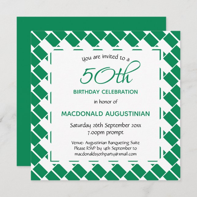 NIGERIA FLAG Personalised 50th Birthday Invitation (Front/Back)