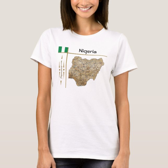 Nigeria Map + Flag + Title T-Shirt (Front)