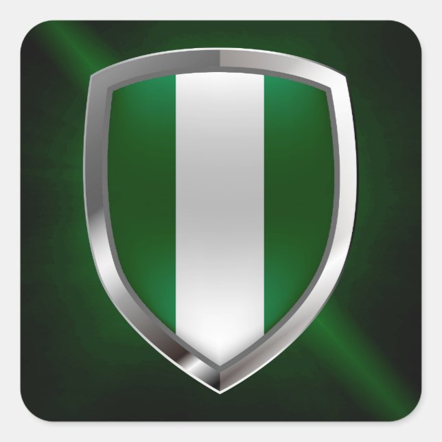 Nigeria Metallic Emblem Square Sticker (Front)