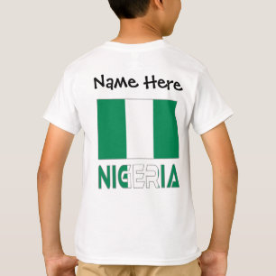 Nigeria Nigerian Flag Black Personalisation  T-Shirt