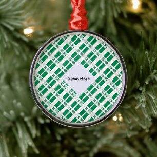 Nigeria Nigerian Flag Tiled Black Personalisation Metal Tree Decoration