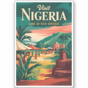 Nigeria Painterly Illustration Travel Art Vintage