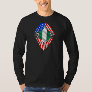 Nigeria Roots Usa Flag Patriotic Nigerian Heritage T-Shirt