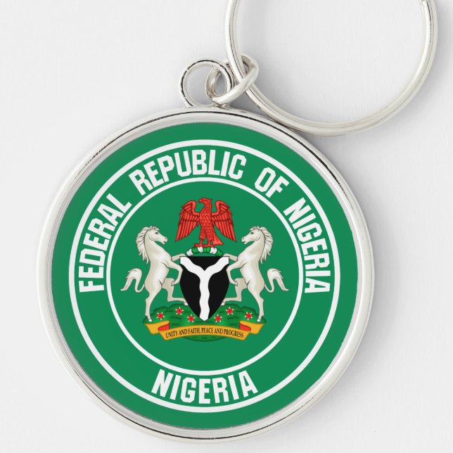Nigeria Round Emblem Key Ring (Front)