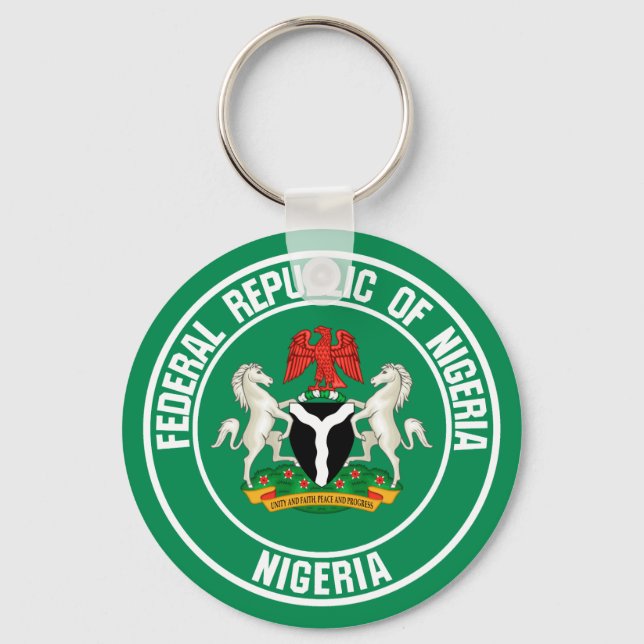 Nigeria Round Emblem Key Ring (Front)