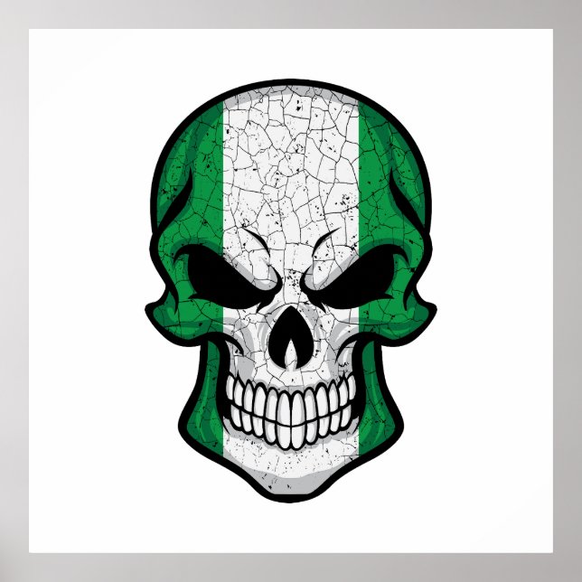 Nigeria Smiling Skull Flag Poster (Front)