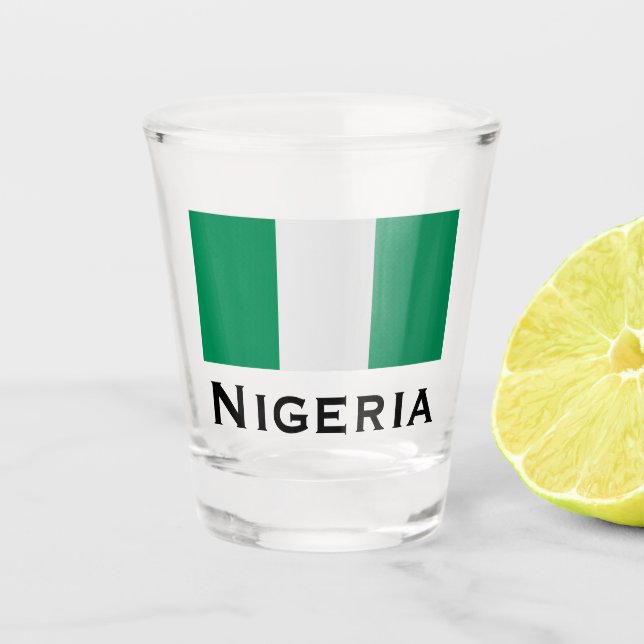 Nigeria with Nigerian Flag (West Africa) Shot Glass (Front)