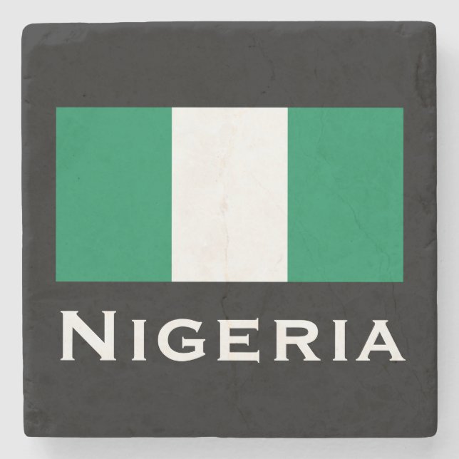 Nigeria with Nigerian Flag (West Africa) Stone Coaster (Front)