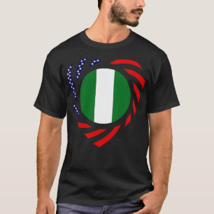 Nigerian American Multinational Patriot Flag Heart T-Shirt