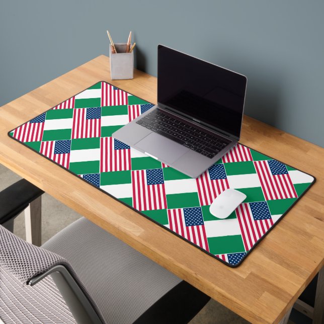 Nigerian and American Flags Desk Mat (Office 2)