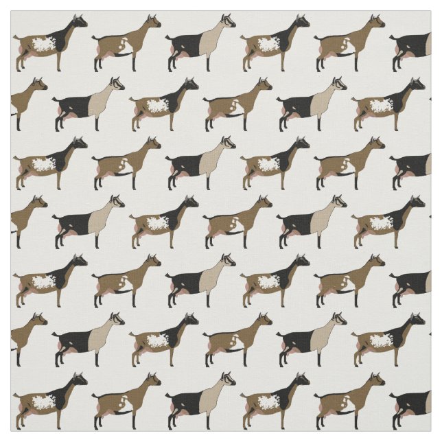 Nigerian Dwarf Dairy Goats on White Fabric (Swatch)