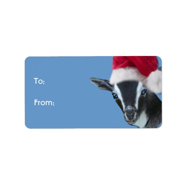 Nigerian Dwarf Goat  Santa Goat Christmas Gift Tag (Front)