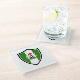 Nigerian flag-coat of arms glass coaster