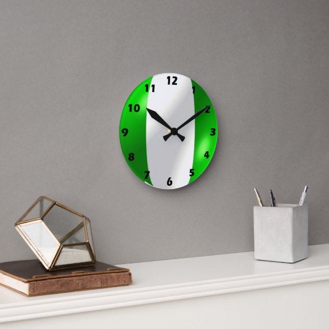 Nigerian Flag Design Round Clock (Office)