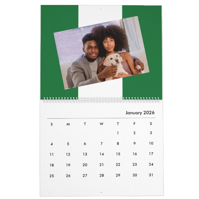 Nigerian Flag Insert Photo 2026 Nigeria Family  Calendar (Jan 2026)