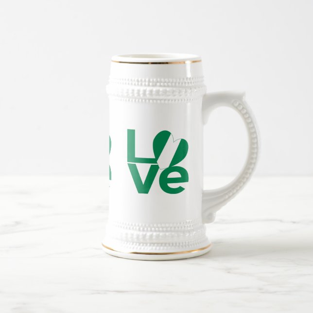 Nigerian Green LOVE Heart Flag  Beer Stein (Right)