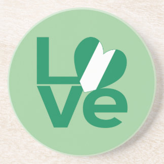 Nigerian Green LOVE Heart Flag  Coaster