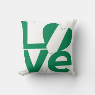 Nigerian Green LOVE Heart Flag Cushion