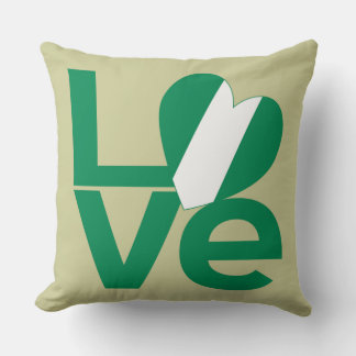 Nigerian Green LOVE Heart Flag  Cushion