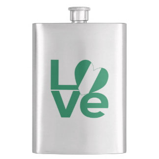 Nigerian Green LOVE Heart Flag  Hip Flask