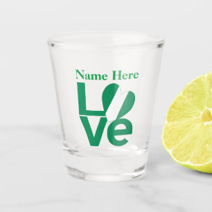 Nigerian Green LOVE Heart Flag Personalised  Shot Glass