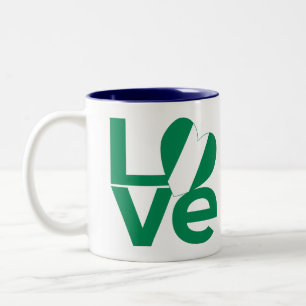Nigerian Green LOVE Heart Flag Two-Tone Coffee Mug