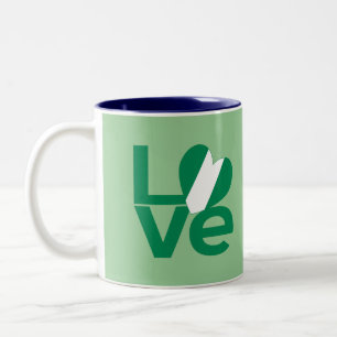 Nigerian Green LOVE Heart Flag Two-Tone Coffee Mug