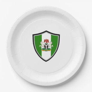 Nigerian shield flag-coat arms paper plate