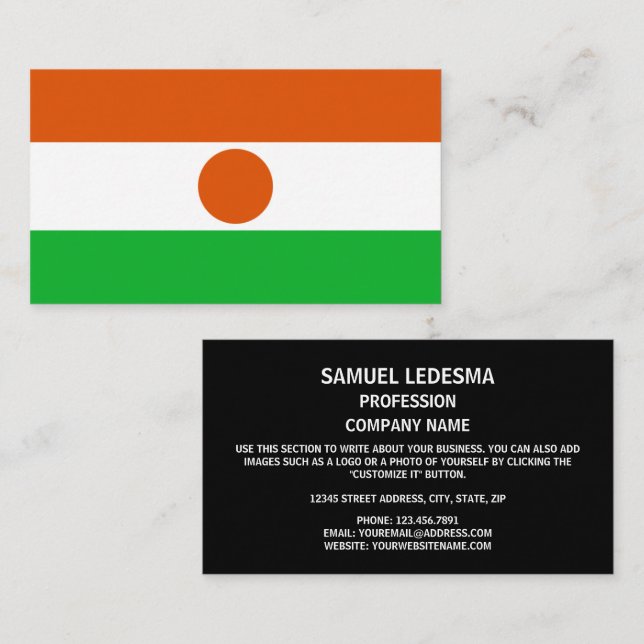 Nigerien Flag, Flag of Niger Business Card (Front/Back)