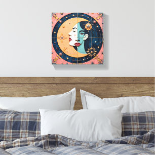 Night and Day Woman in the Moon Canvas Print