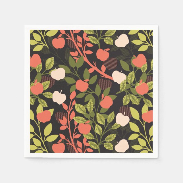 Night Apple Tree Or Floral Garden Pattern Napkin (Front)