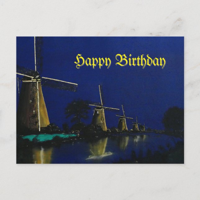 Night at Kinderdijk Postcard (Front)