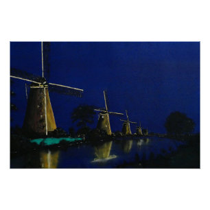 Night at Kinderdijk Poster