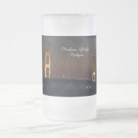 Night At Mackinac Bridge Frosted Mug