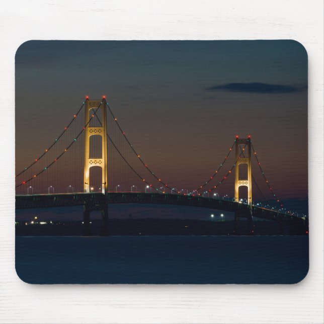 Night At Mackinac Bridge Mouse Pad (Front)