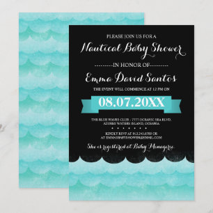 Night At Sea Nautical Baby Shower Invitation